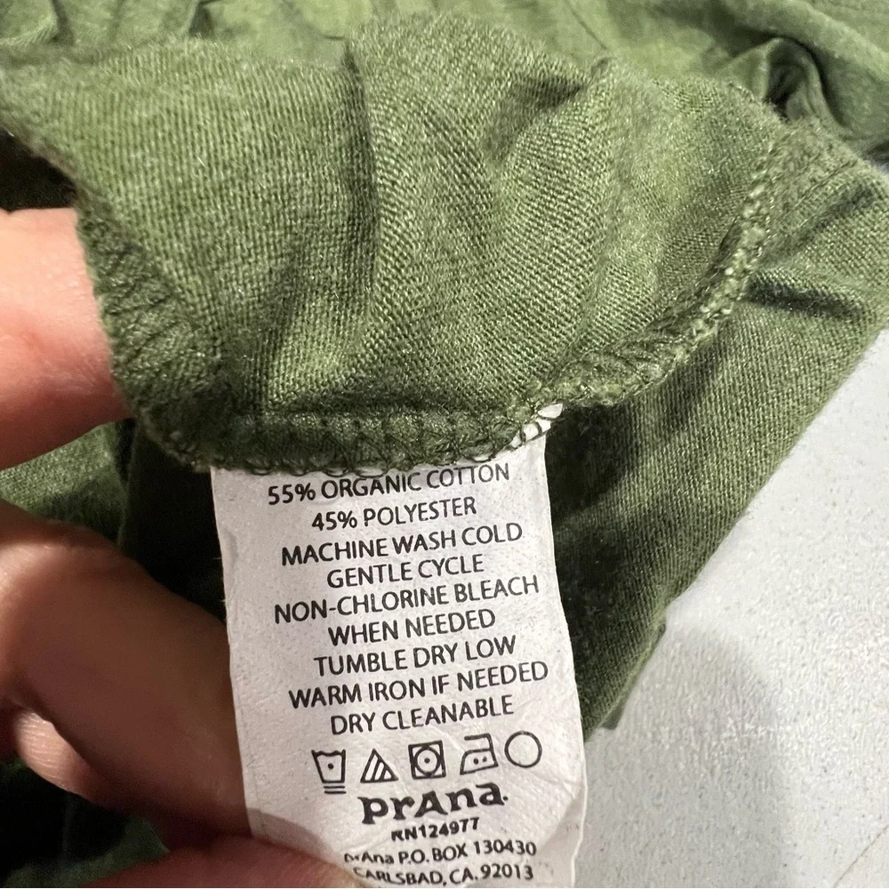 Prana Mens Polo Shirt Short Sleeve Button Down Size Large Green